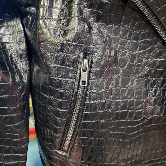 NWT $99 Modcloth Crocodile Rock Moto Faux Leather Jacket In Black Size M - Picture 11 of 11
